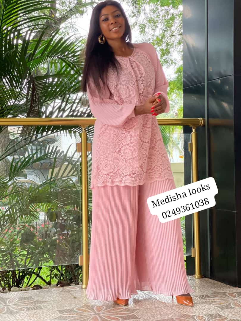 2-piece  palazzo Trouser set(peach)